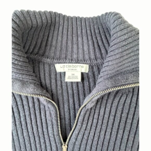 Liz Claiborne Blue pinstripe long sleeve zip up sweater 3X - Picture 5 of 7